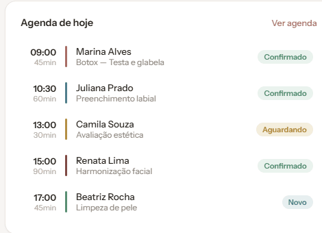 Agenda de hoje no sistema Nortic